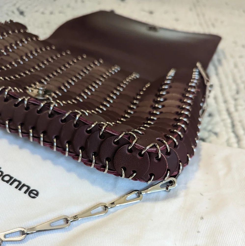 🌟Paco Rabanne "1969" Burgandy Leather Chain Bag - Picture 9 of 14